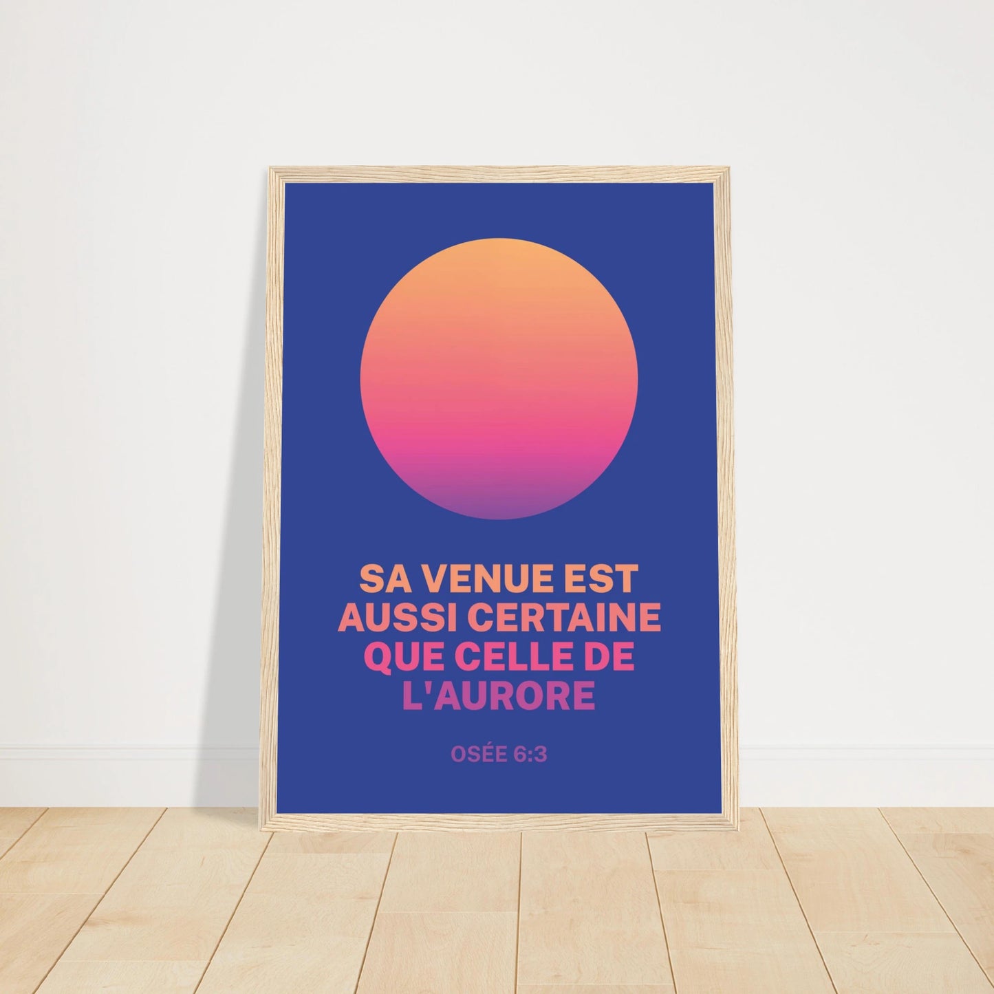 Poster chrétien premium encadré « Osée 6:3 » plan rapproché A3 cadre bois