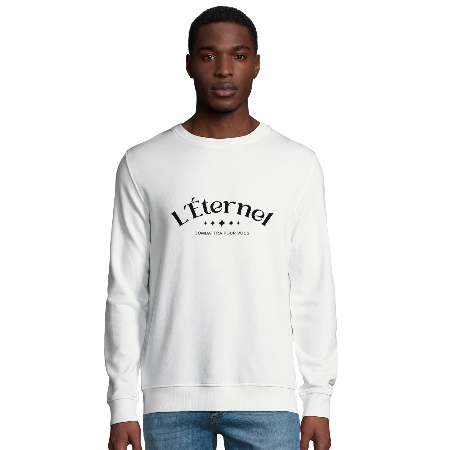Sweat-shirt chrétien homme en coton bio « Deutéronome 3:22 » blanc face