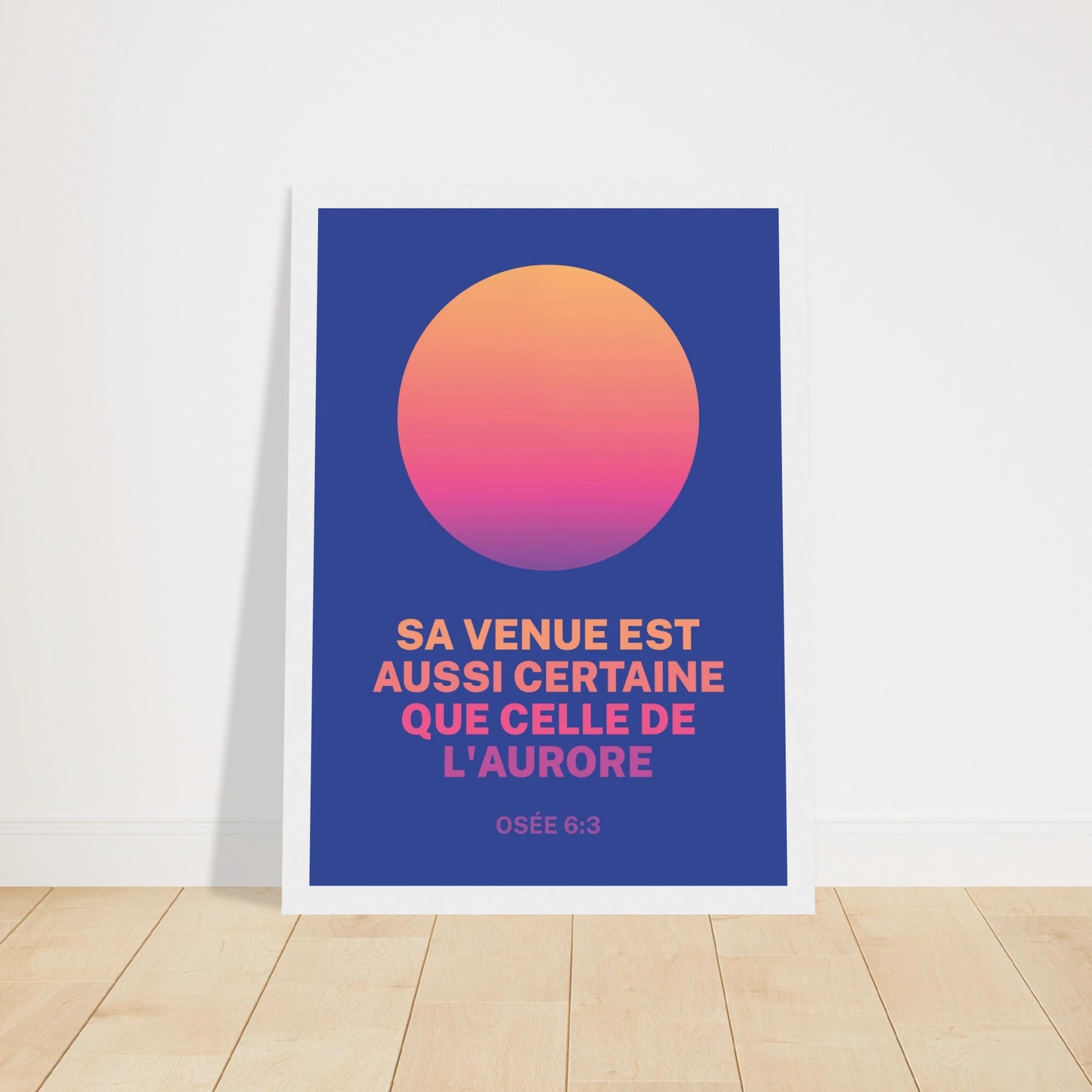 Poster chrétien premium encadré « Osée 6:3 » plan rapproché A4 cadre blanc