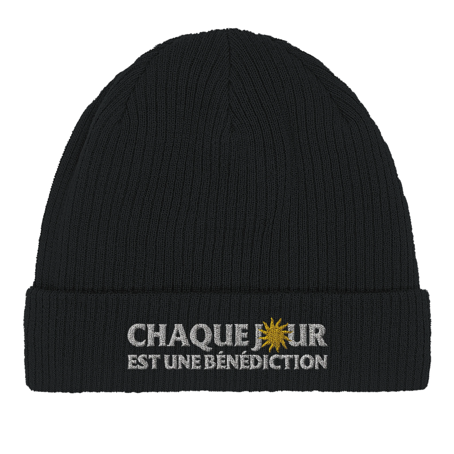 Bonnet chrétien en coton Bio « Chaque jour est une bénédiction » noir