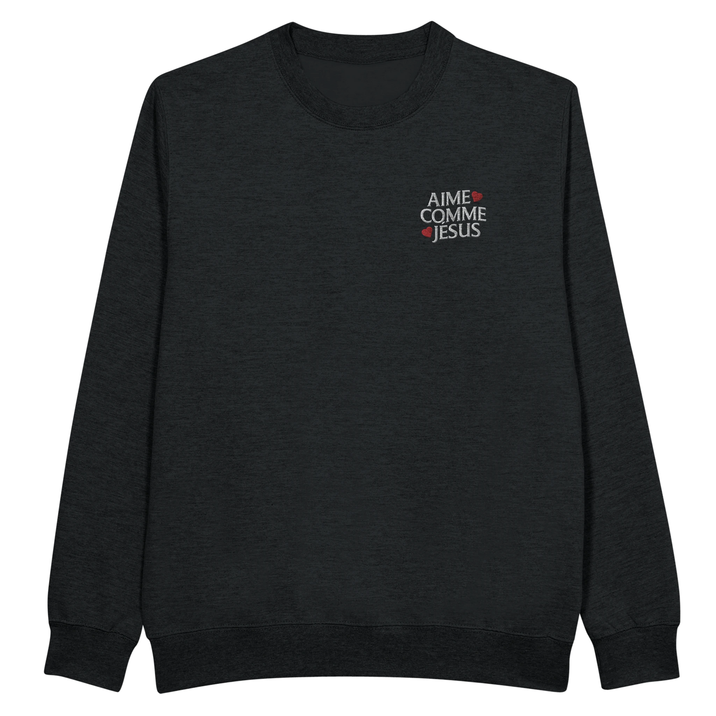 Sweat-shirt chrétien femme brodé « Aime comme Jésus » noir face