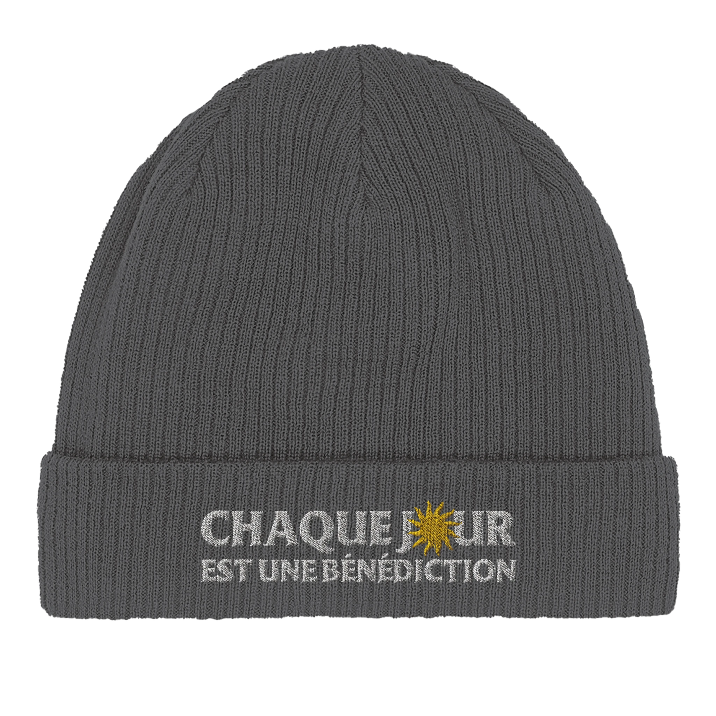 Bonnet chrétien en coton Bio « Chaque jour est une bénédiction » gris