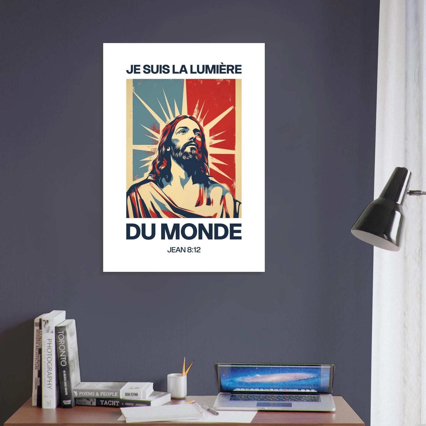 Poster d'art chrétien « Jean 8:12 » bureau