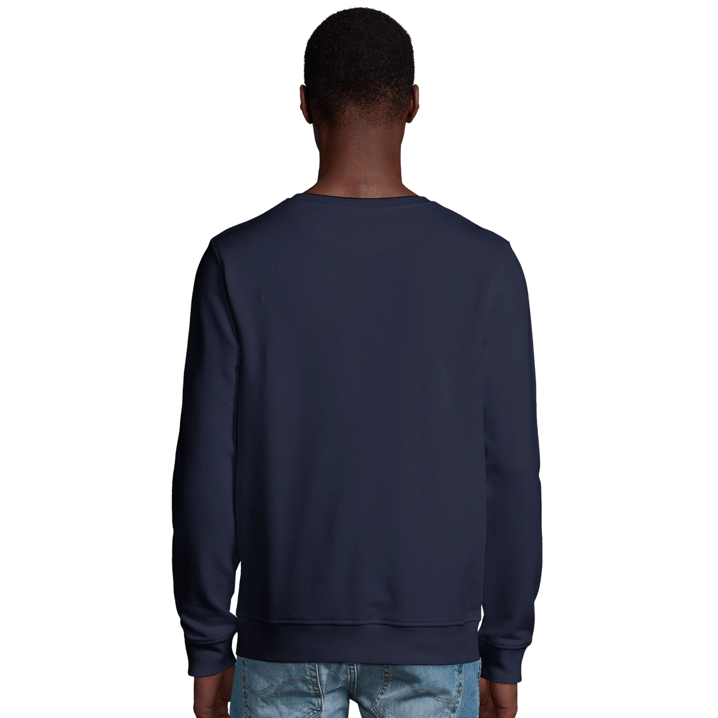 Sweat-shirt chrétien homme en coton bio « Sacré-Cœur » bleu marine dos