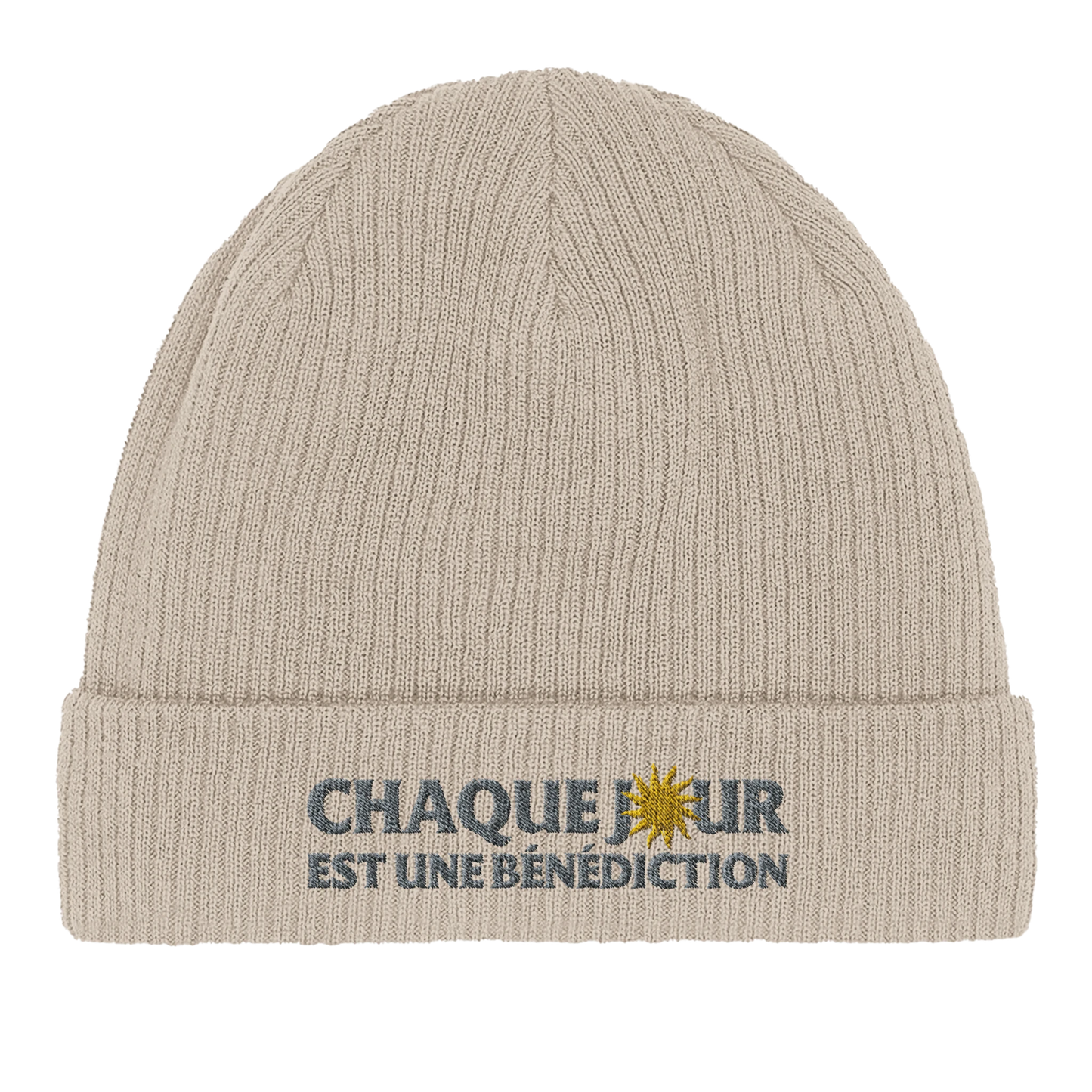 Bonnet chrétien en coton Bio « Chaque jour est une bénédiction » beige