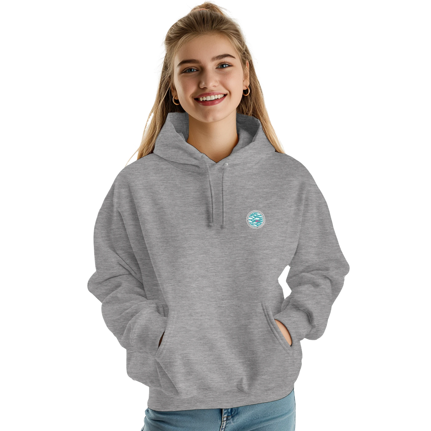 Sweat à capuche chrétien femme « Romains 12:2 » gris chiné face