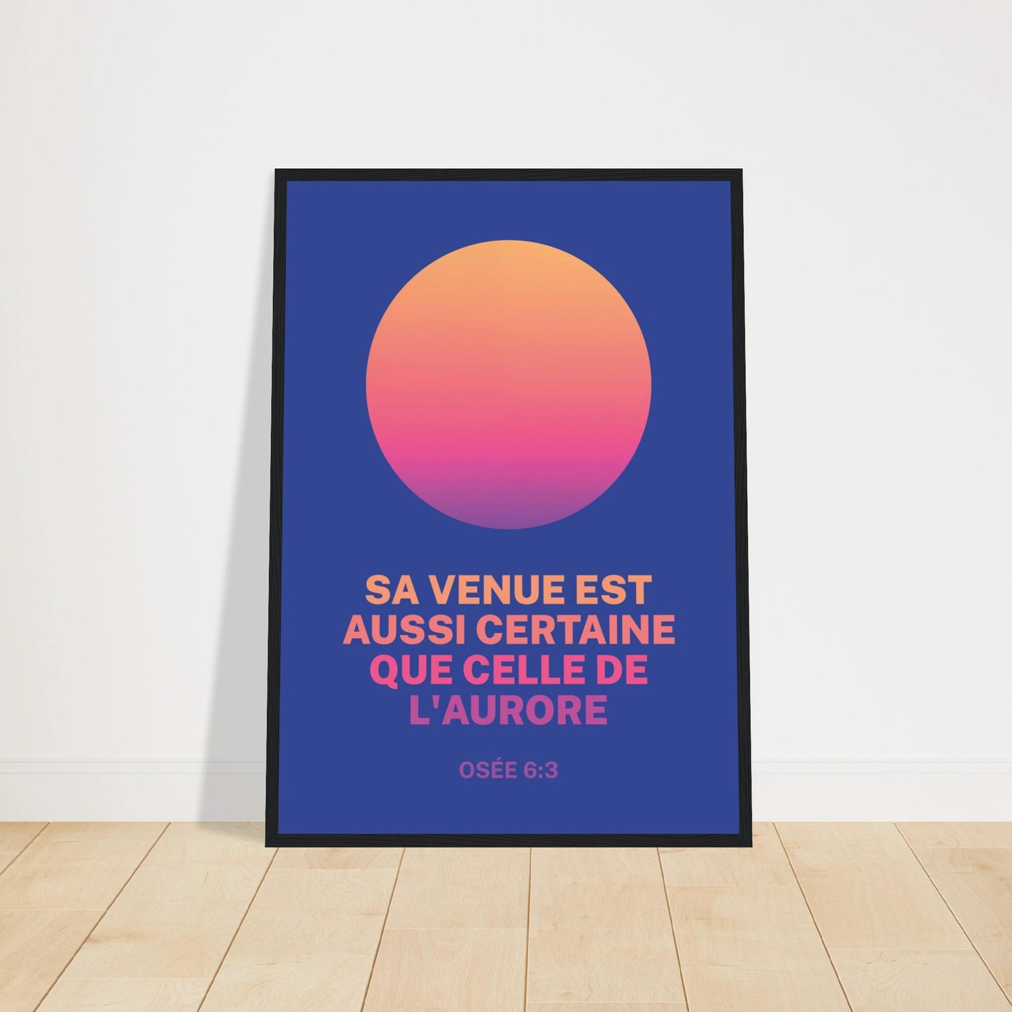 Poster chrétien premium encadré « Osée 6:3 » plan rapproché A2 cadre noir