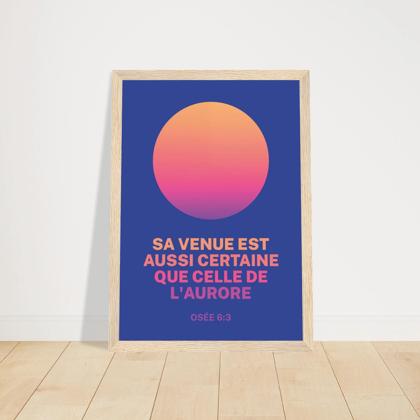 Poster chrétien premium encadré « Osée 6:3 » plan rapproché A4 cadre bois