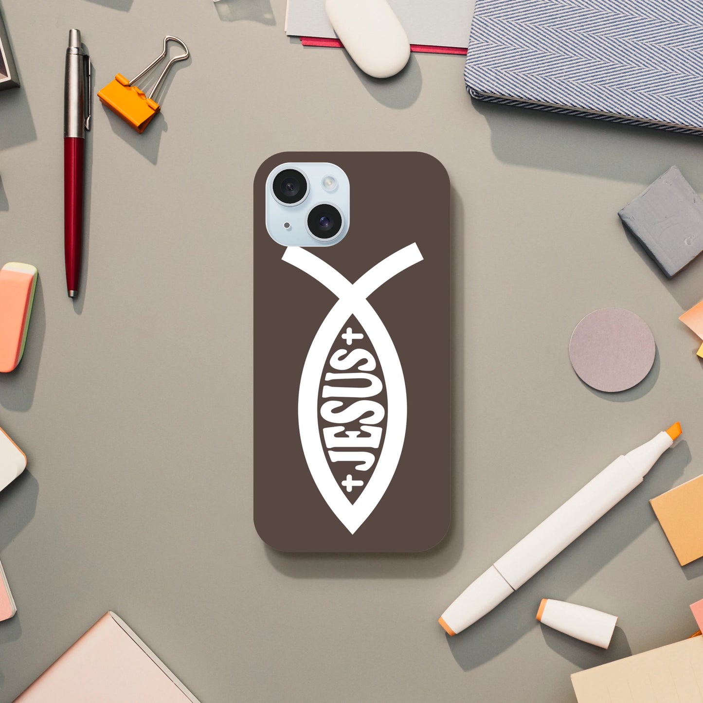 Visuel Coque iPhone chrétienne Slim « Ichthus »