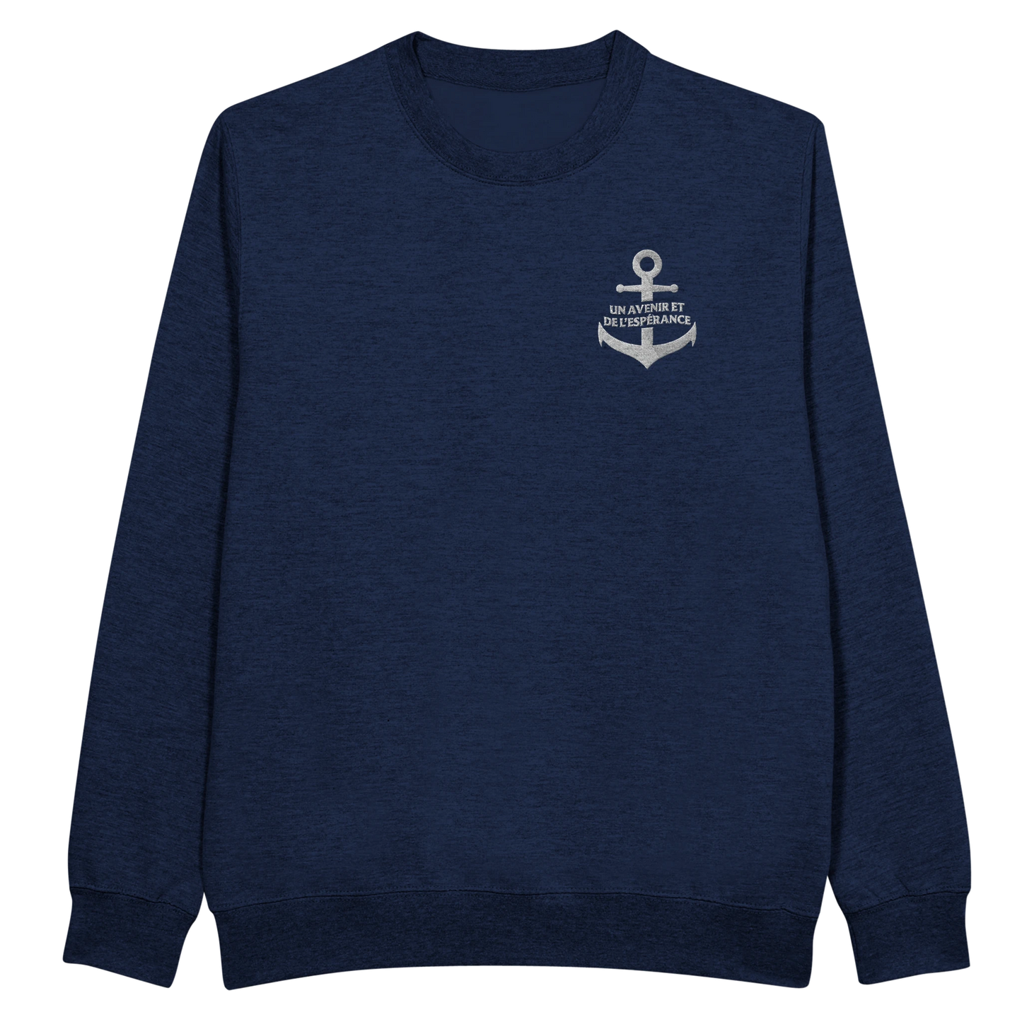Sweat-shirt chrétien homme brodé « Jérémie 29:11 » bleu marine face