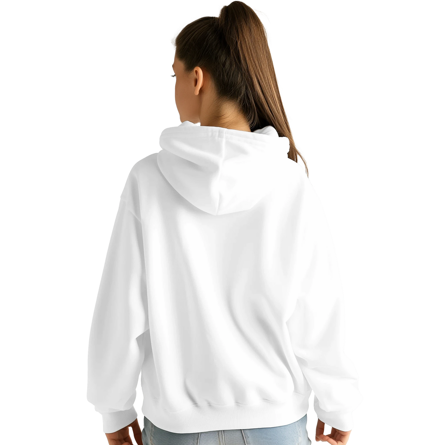 Sweat à capuche chrétien femme brodé « Jésus est Roi » blanc dos