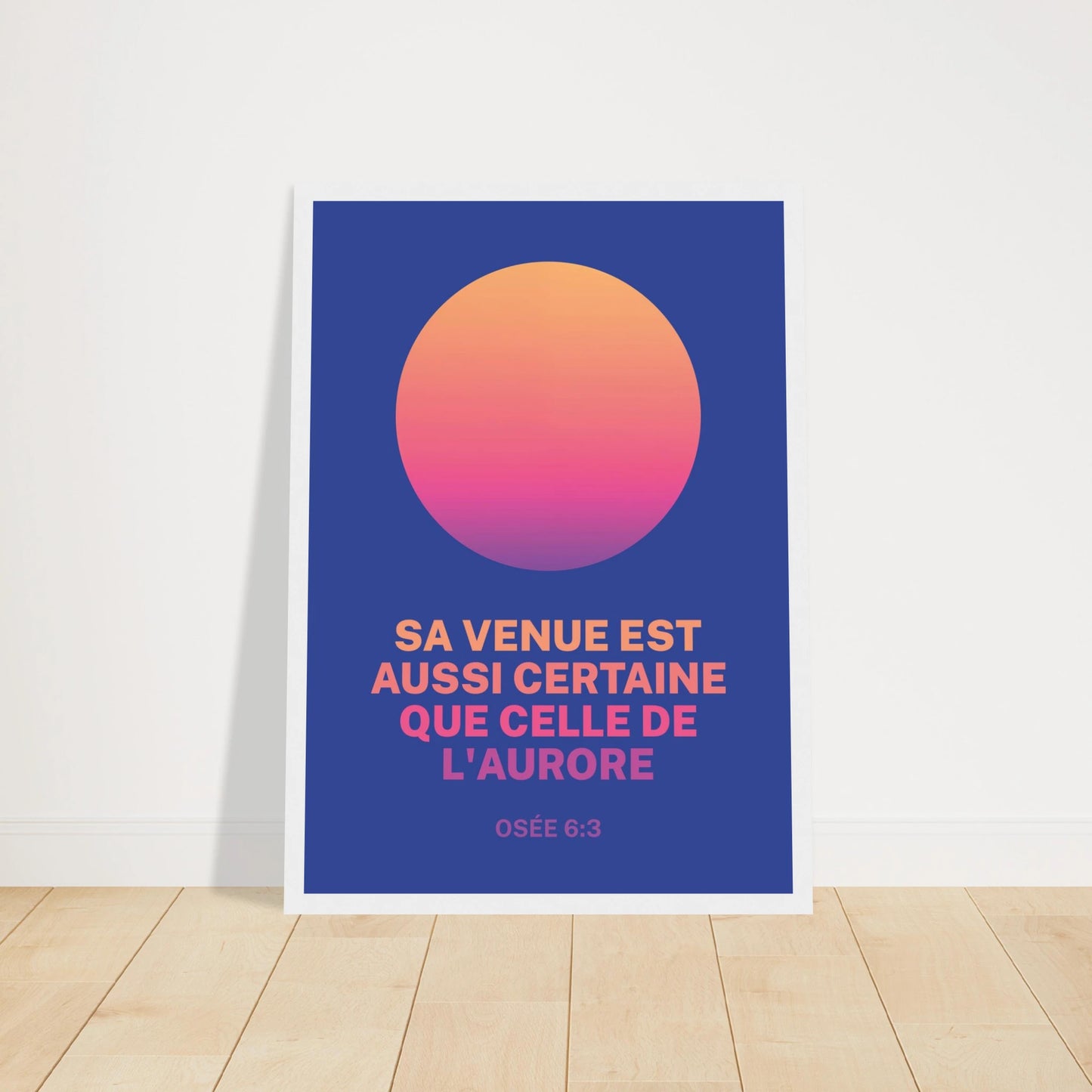 Poster chrétien premium encadré « Osée 6:3 » plan rapproché A3 cadre blanc