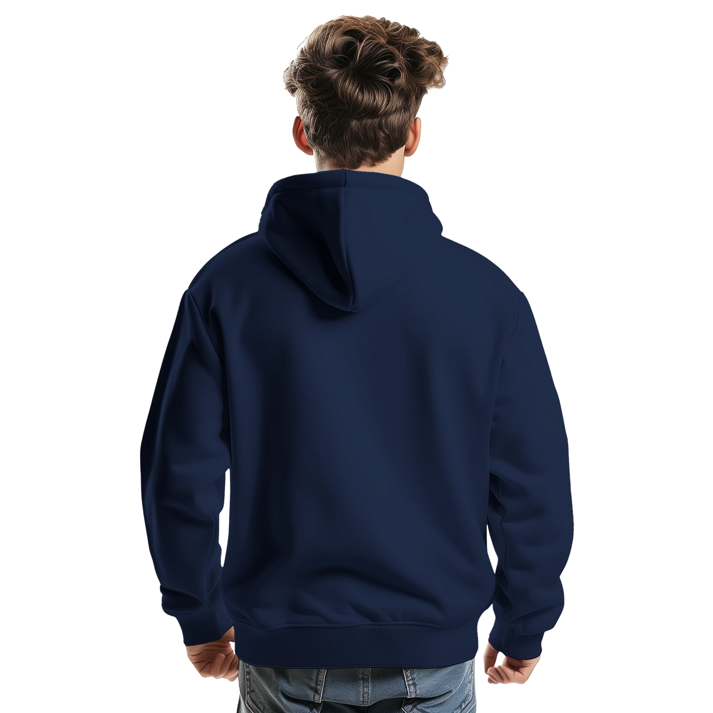 Sweat à capuche chrétien homme brodé « 2 Timothée 1:7 » bleu marine dos