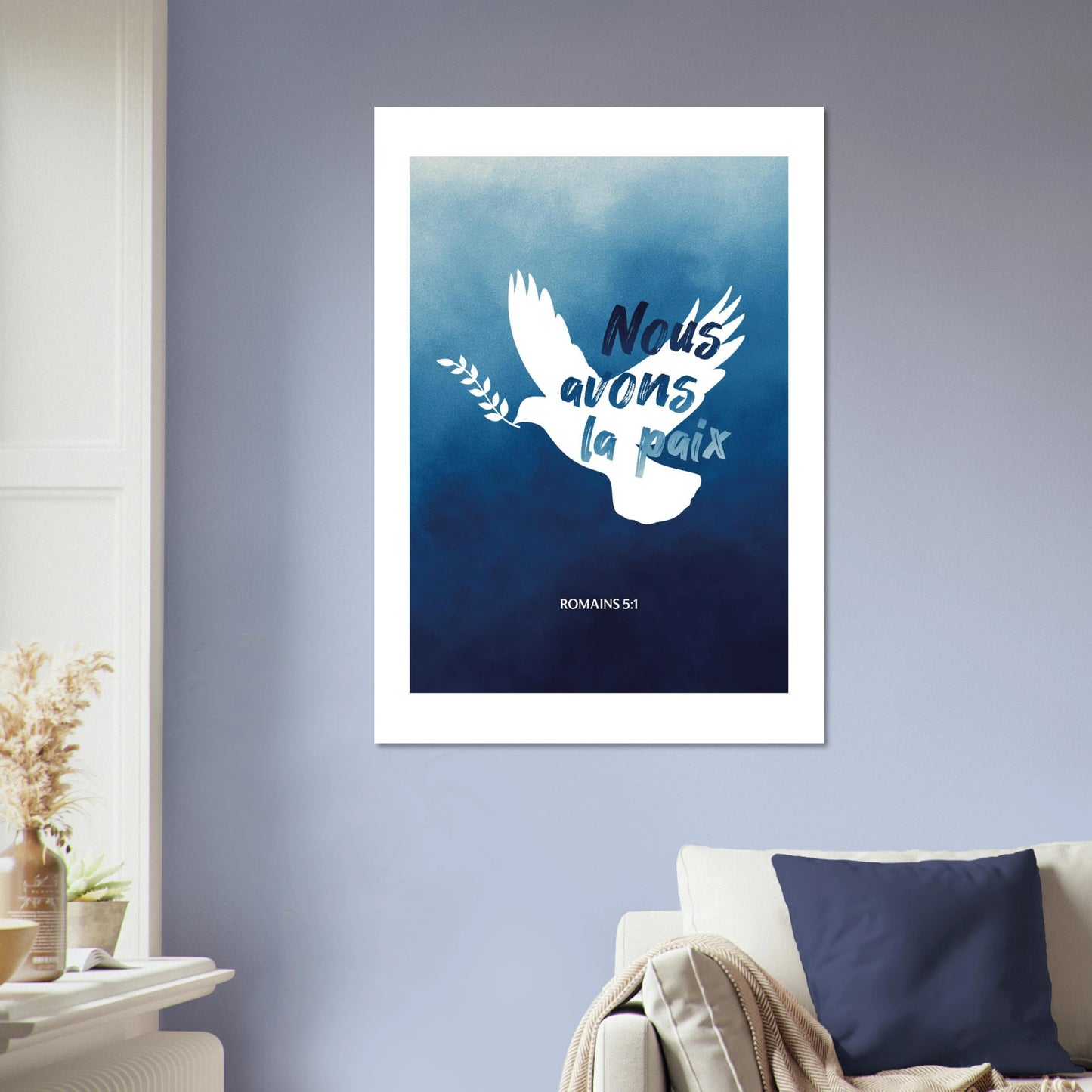 Poster d'art chrétien « Romains 5:1 » A1 salon