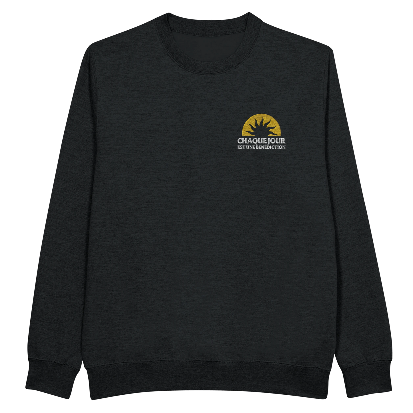 Sweat-shirt chrétien homme brodé « Chaque Jour est une Bénédiction » noir face