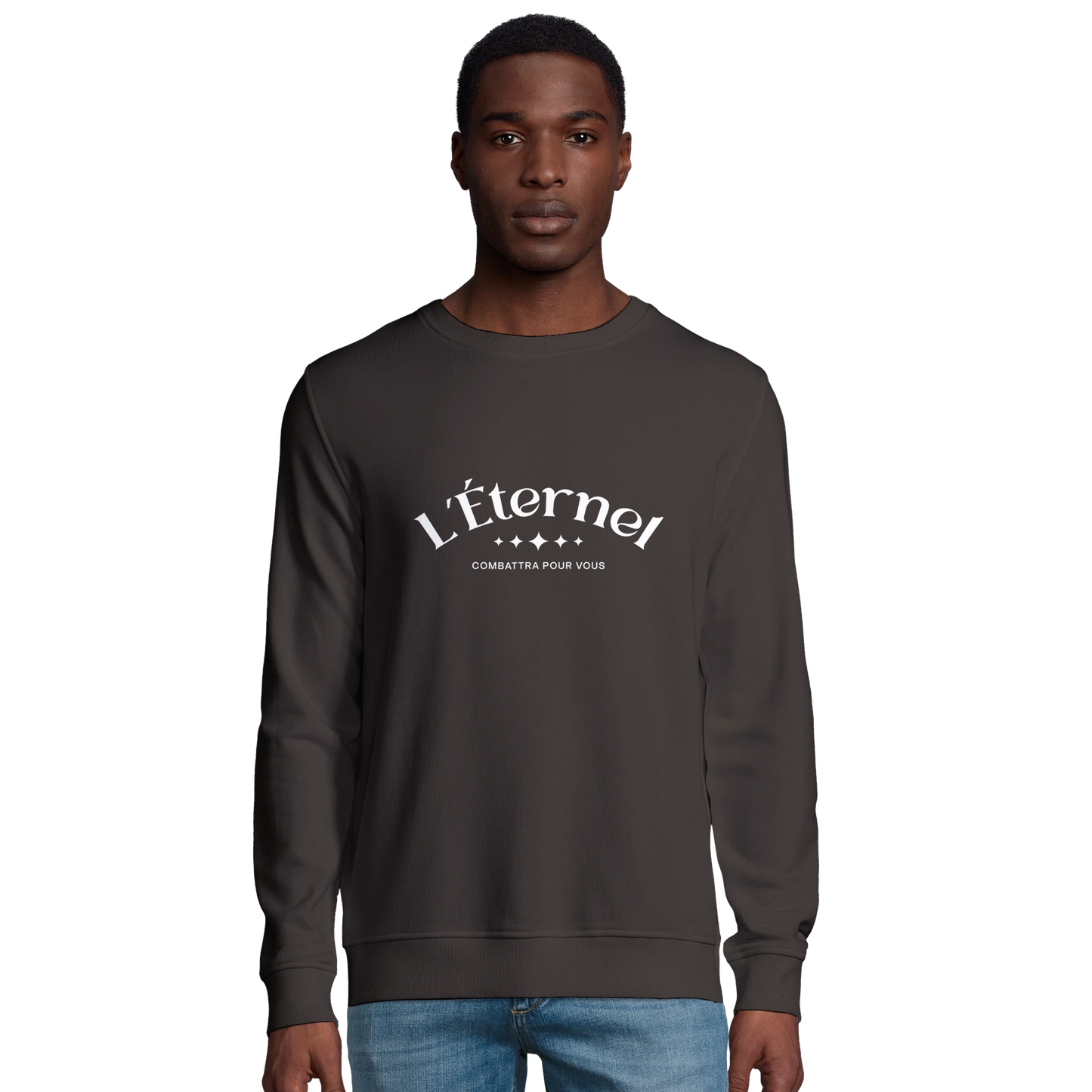 Sweat-shirt chrétien homme en coton bio « Deutéronome 3:22 » charbon face