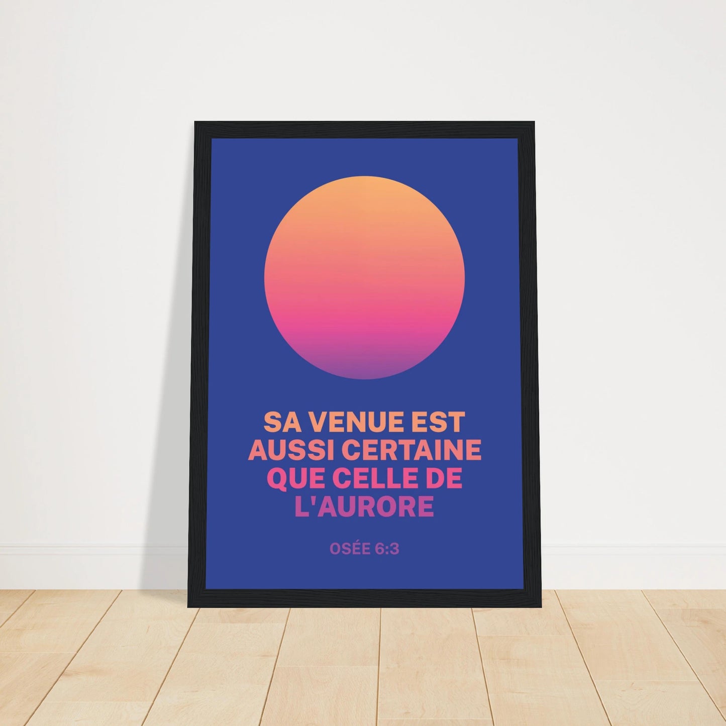 Poster chrétien premium encadré « Osée 6:3 » plan rapproché A4 cadre noir