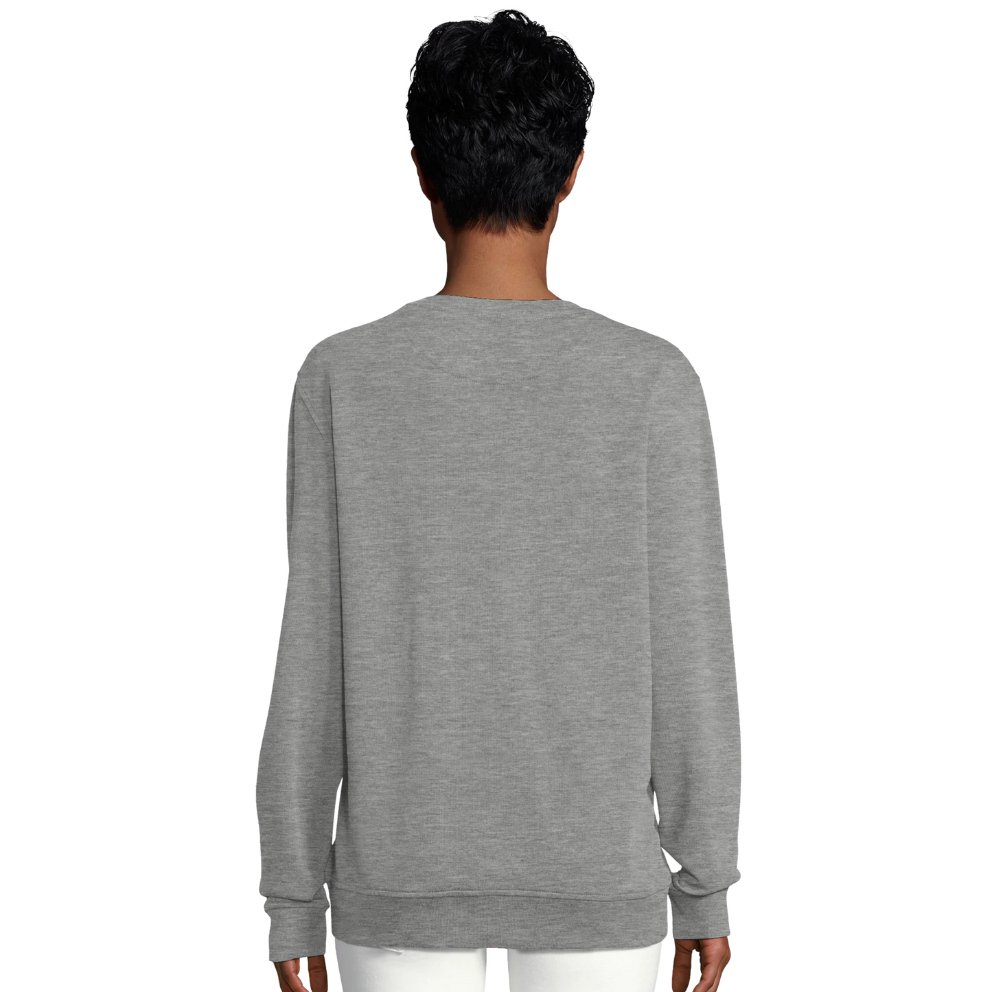 Sweat-shirt chrétien femme en coton bio « Deutéronome 3:22 » gris chiné dos
