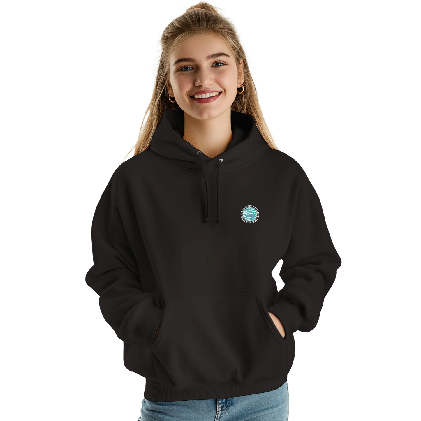 Sweat à capuche chrétien femme « Romains 12:2 » noir face