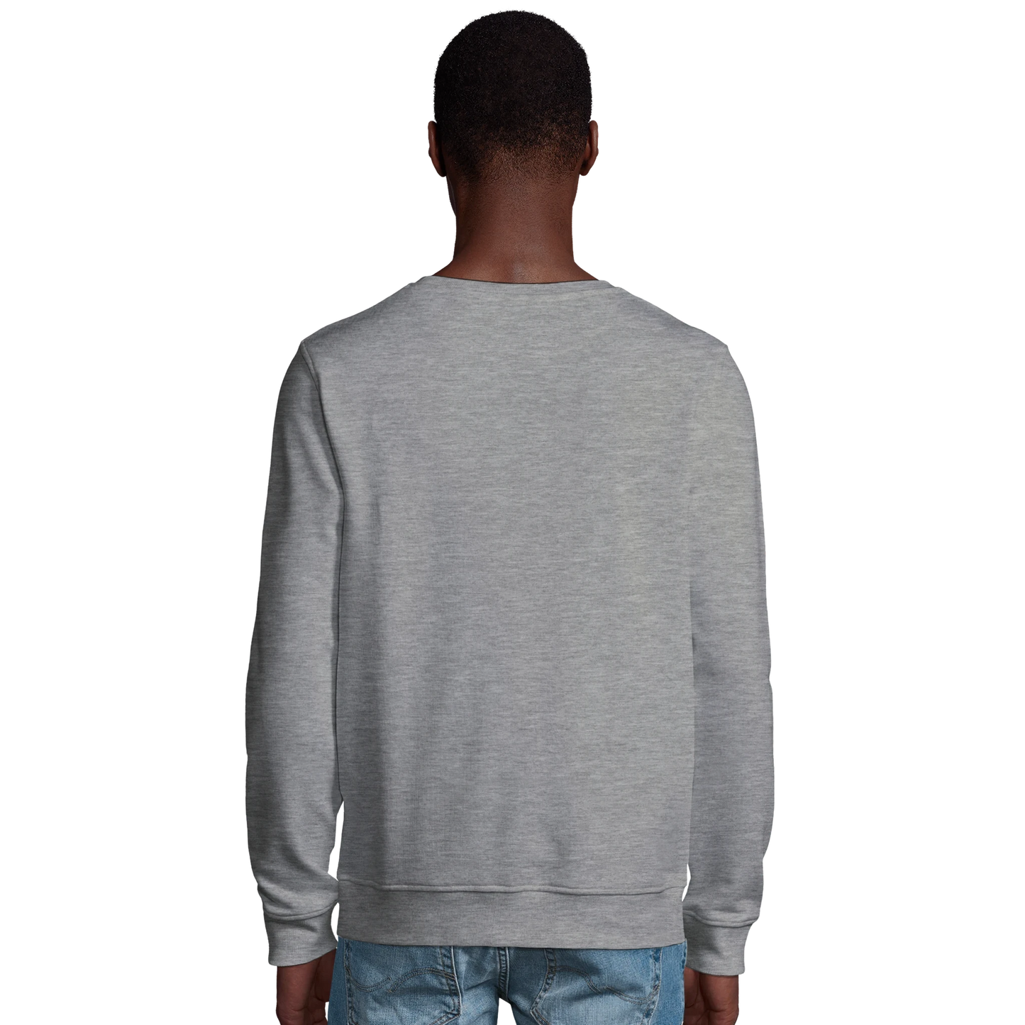 Sweat-shirt chrétien homme en coton bio « Deutéronome 3:22 » gris chiné dos