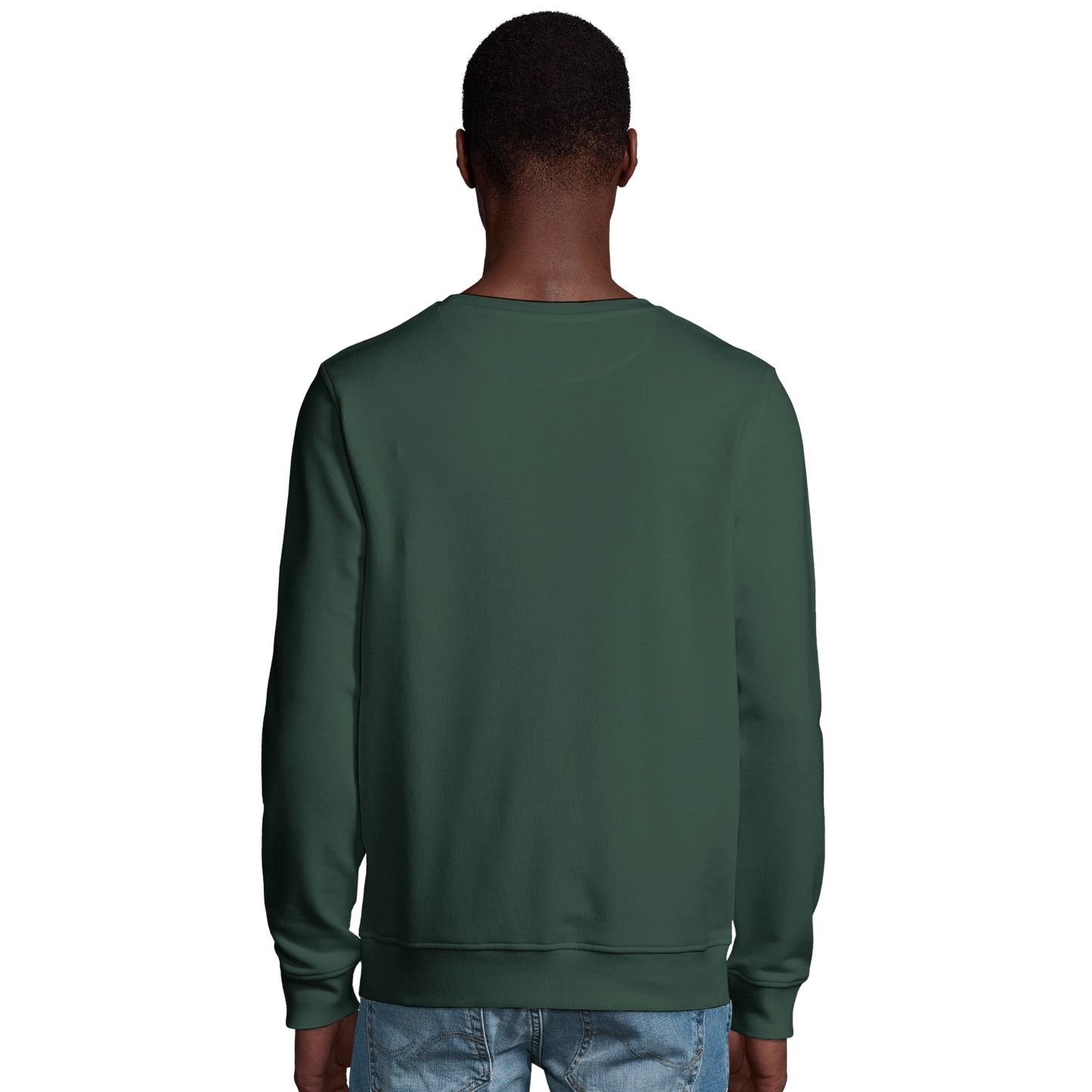 Sweat-shirt chrétien homme en coton bio « Jean 14:27 » vert bouteille dos