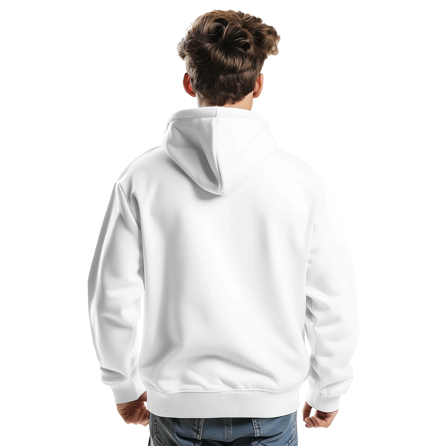 Sweat à capuche chrétien homme brodé « Jésus est Roi » blanc dos