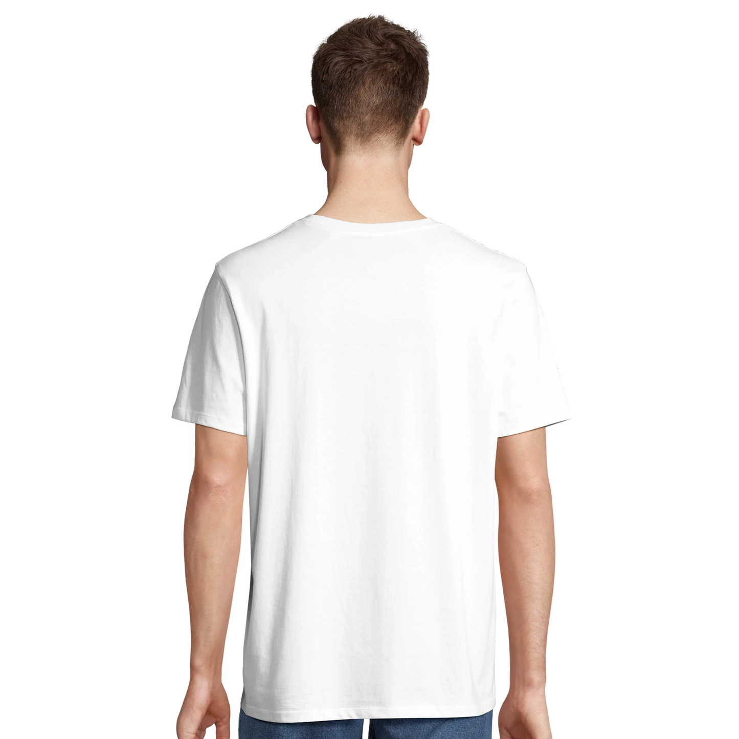 T-shirt chrétien homme en coton bio « Jean 1:29 » blanc dos