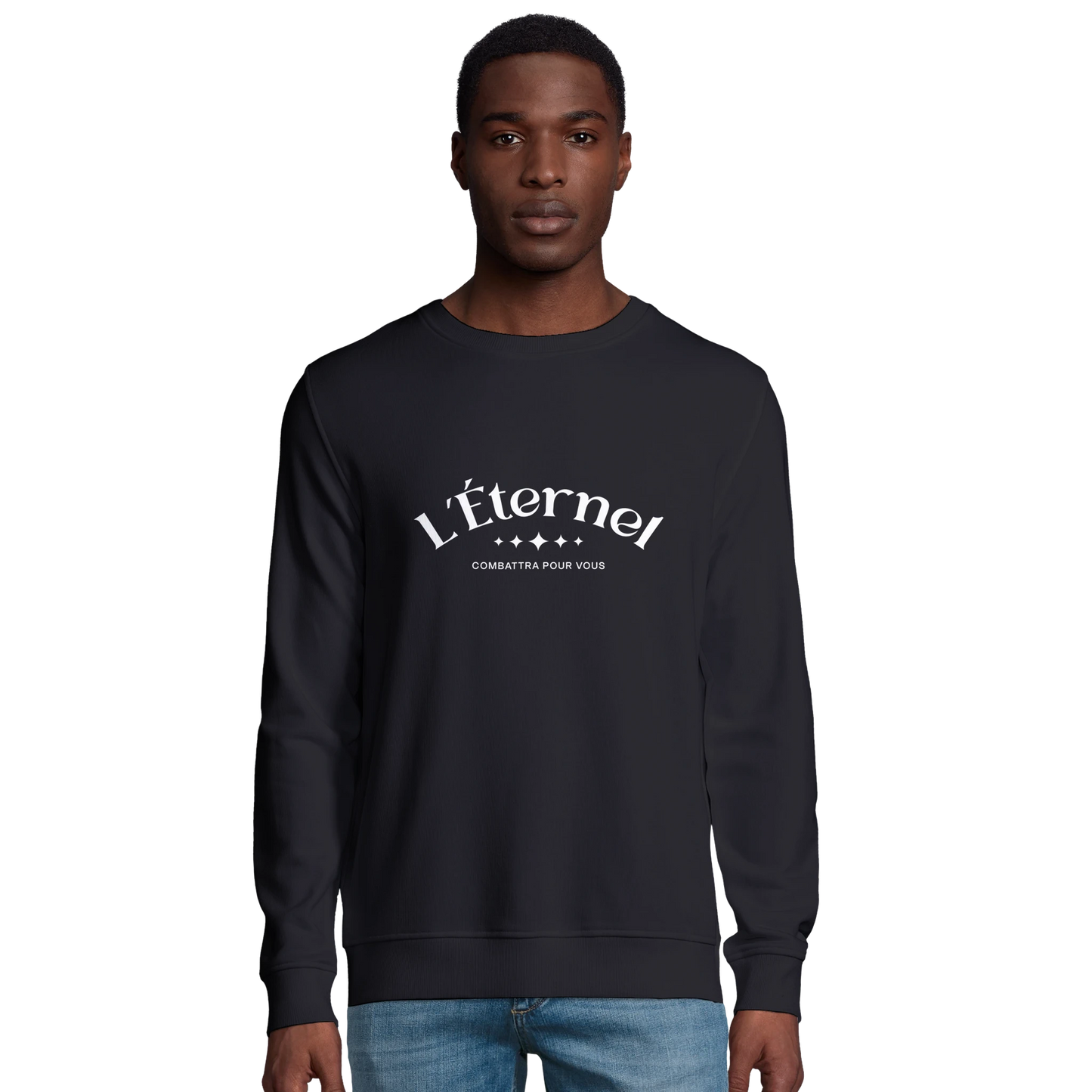 Sweat-shirt chrétien homme en coton bio « Deutéronome 3:22 » noir face