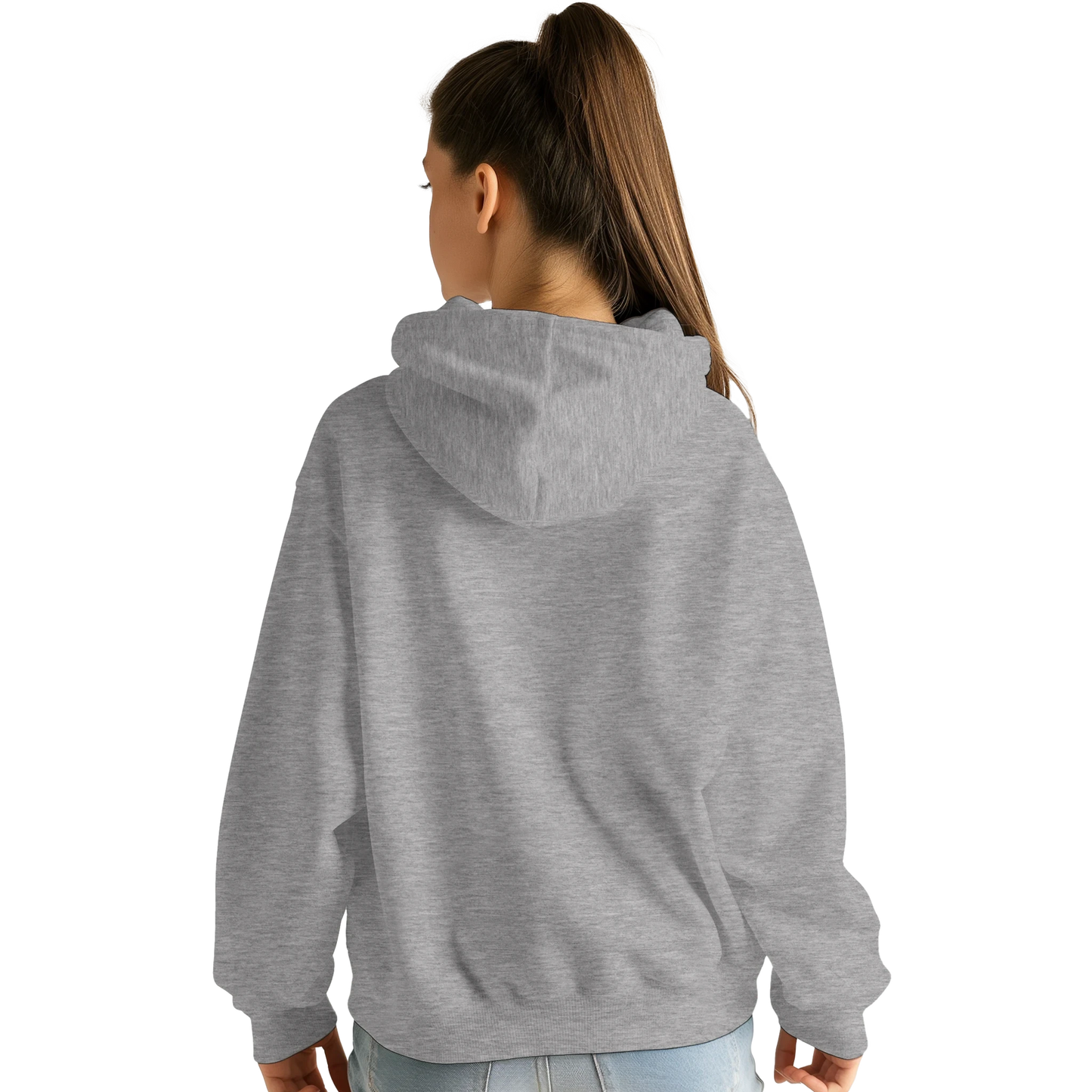 Sweat à capuche chrétien femme « YHWH » gris chiné dos