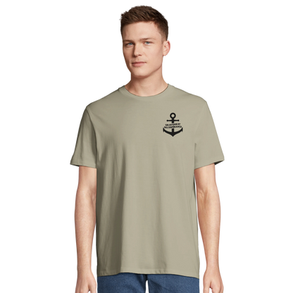 T-shirt chrétien homme brodé en coton bio « Jérémie 29:11 » beige face