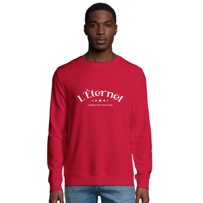 Sweat-shirt chrétien homme en coton bio « Deutéronome 3:22 » rouge face