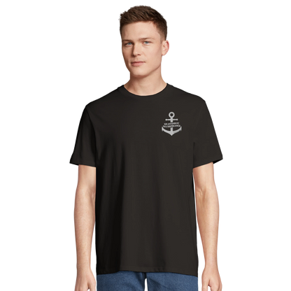 T-shirt chrétien homme brodé en coton bio « Jérémie 29:11 » noir face