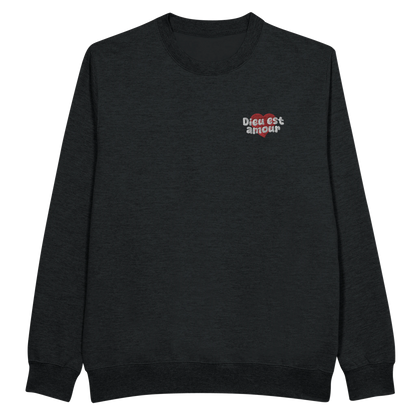 Sweat-shirt chrétien femme brodé « Dieu est amour » noir face