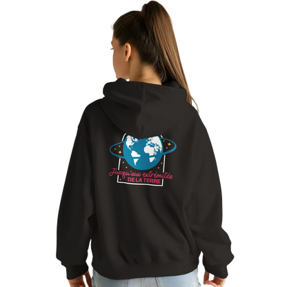 Sweat à capuche chrétien femme « Actes 1:8 » noir dos