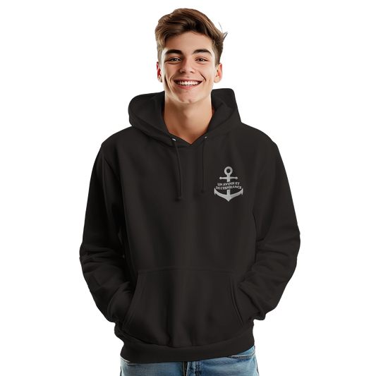 Sweat à capuche chrétien homme brodé « Jérémie 29:11 » noir face