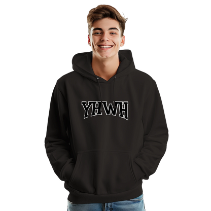 Sweat à capuche chrétien homme « YHWH » noir face
