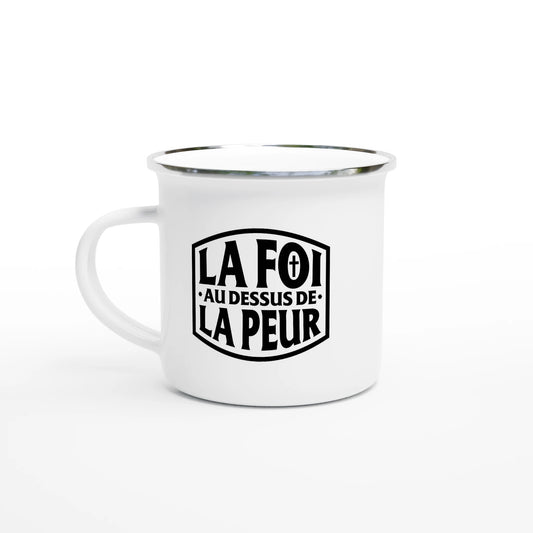 Mug chrétien en émail « 2 Timothée 1:7 » présentation