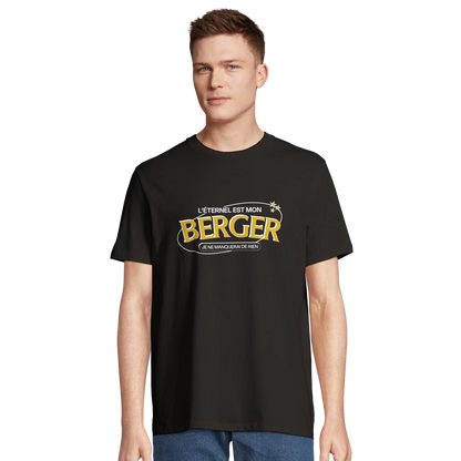T-shirt chrétien homme en coton bio « Psaume 23:1 » noir face