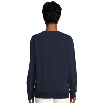 Sweat-shirt chrétien femme en coton bio « Sacré-Cœur » bleu marine dos