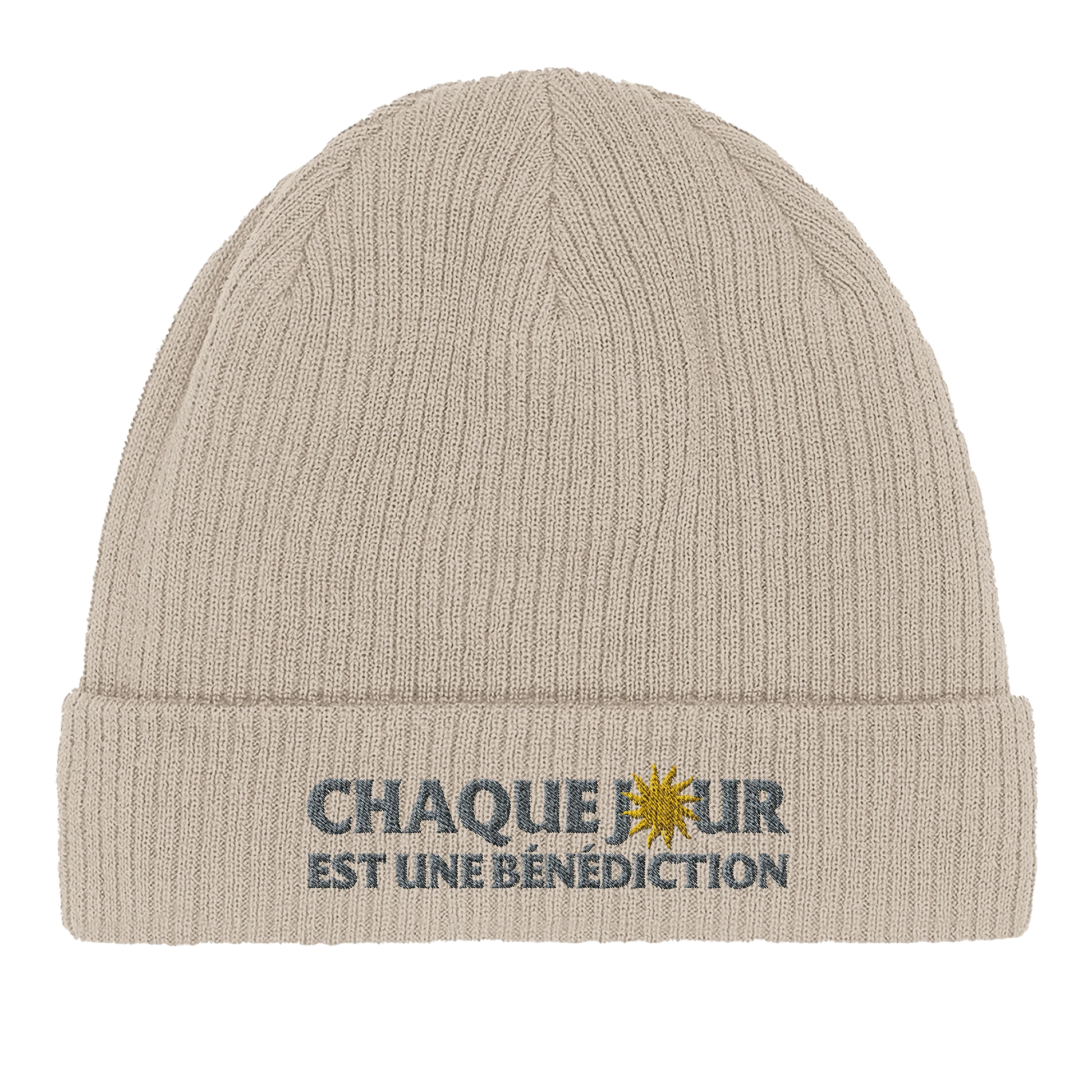 Bonnet chrétien en coton Bio « Chaque jour est une bénédiction » beige