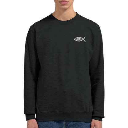 Sweat-shirt chrétien homme brodé « Ichthus » noir porté zoom