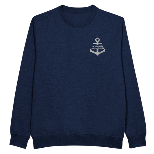 Sweat-shirt chrétien homme brodé « Jérémie 29:11 » bleu marine face