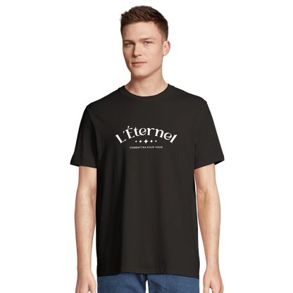 T-shirt chrétien homme en coton bio « Deutéronome 3:22 » noir face