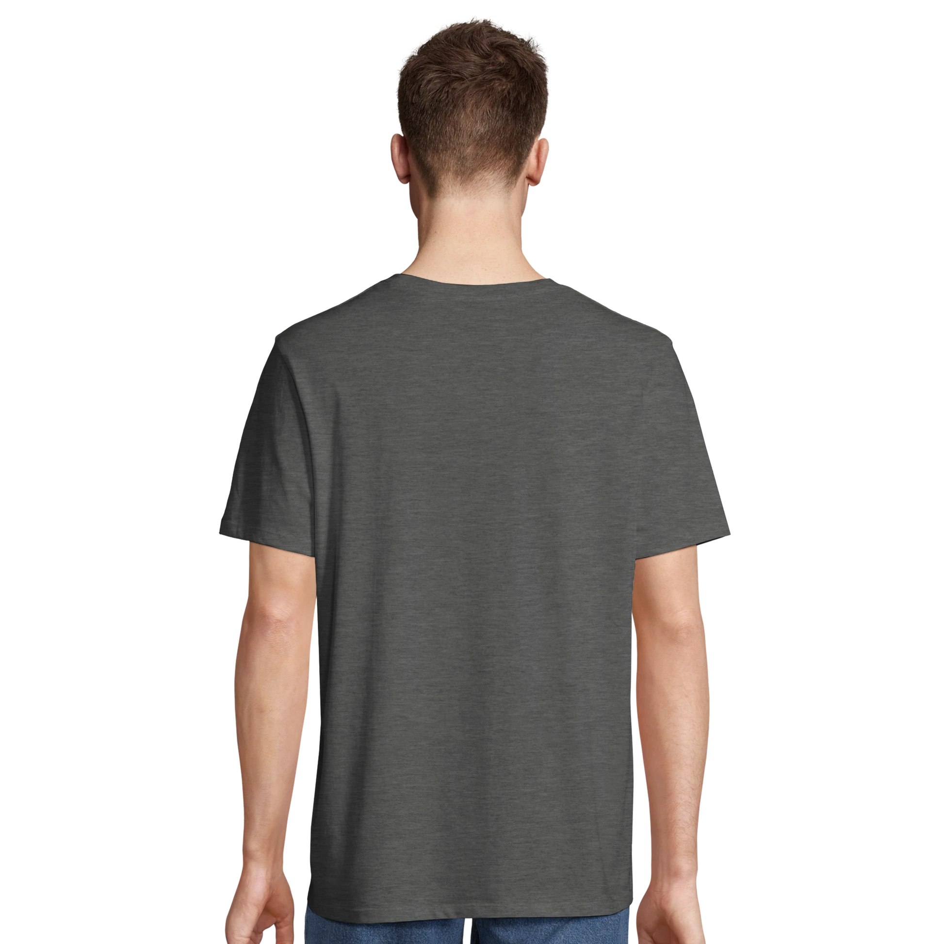 T-shirt chrétien homme en coton bio « Matthieu 6:26 » gris chiné dos