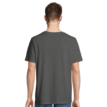 T-shirt chrétien homme en coton bio « Matthieu 6:26 » gris chiné dos