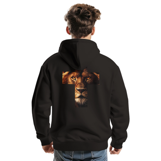 Sweat à capuche chrétien homme « Lion YHWH » noir dos