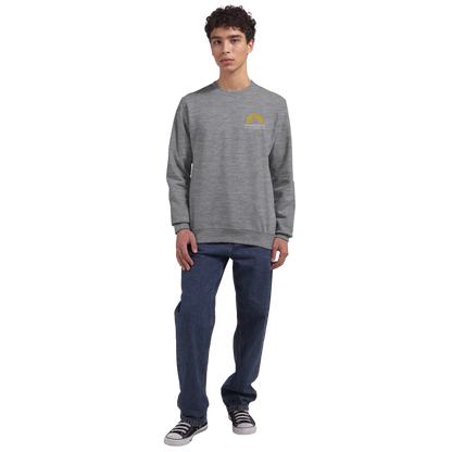 Sweat-shirt chrétien homme brodé « Chaque Jour est une Bénédiction » gris bruyère porté