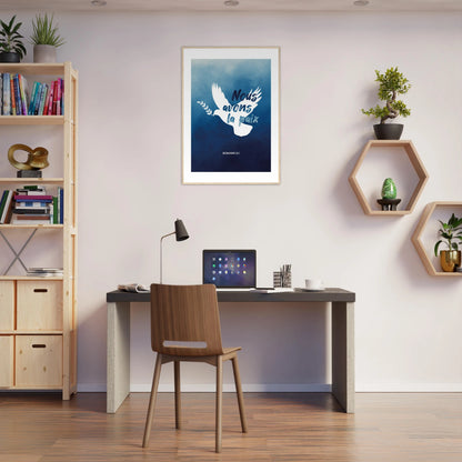 Poster chrétien premium encadré « Romains 5:1 » bureau A1 cadre bois