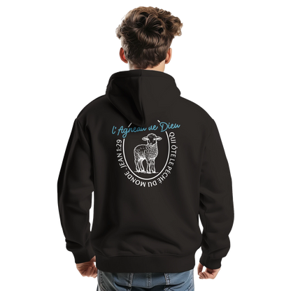 Sweat à capuche chrétien homme « Jean 1:29 » noir dos