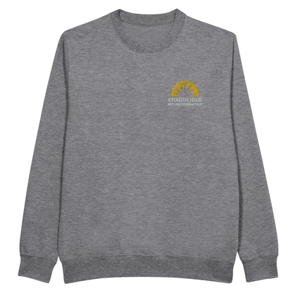 Sweat-shirt chrétien homme brodé « Chaque Jour est une Bénédiction » gris bruyère face
